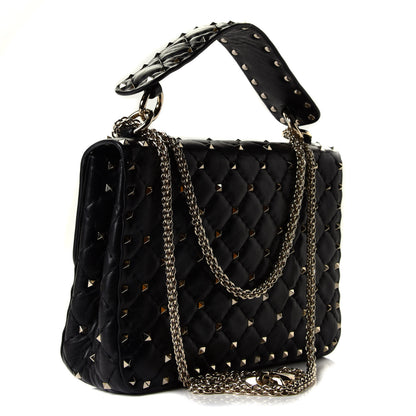 Valentino Garavani Lambskin Medium Rockstud Spike Shoulder Bag Black 9 of 12