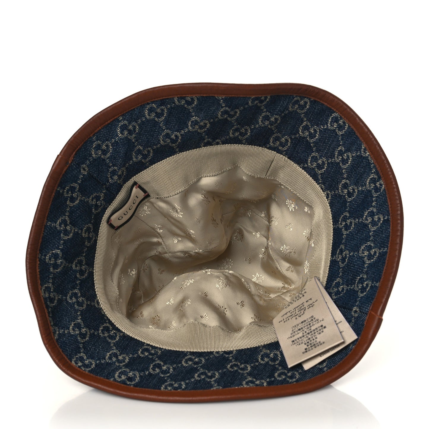 Washed Jacquard Denim Nappa GG Monogram Oscar Bucket Hat S Denim Cuir