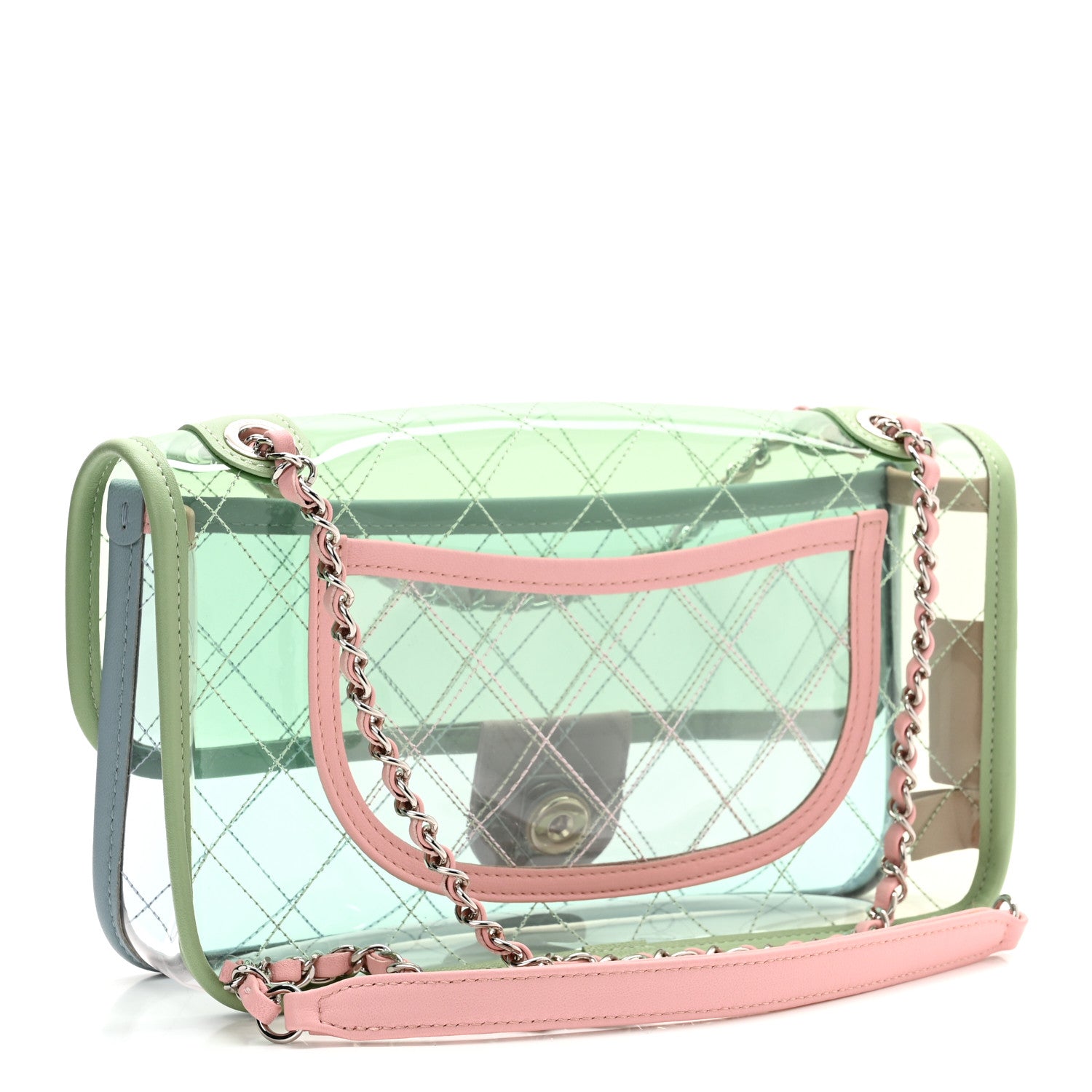 Chanel Lambskin PVC Quilted Medium Coco Splash Flap Blue Green 2 of 10