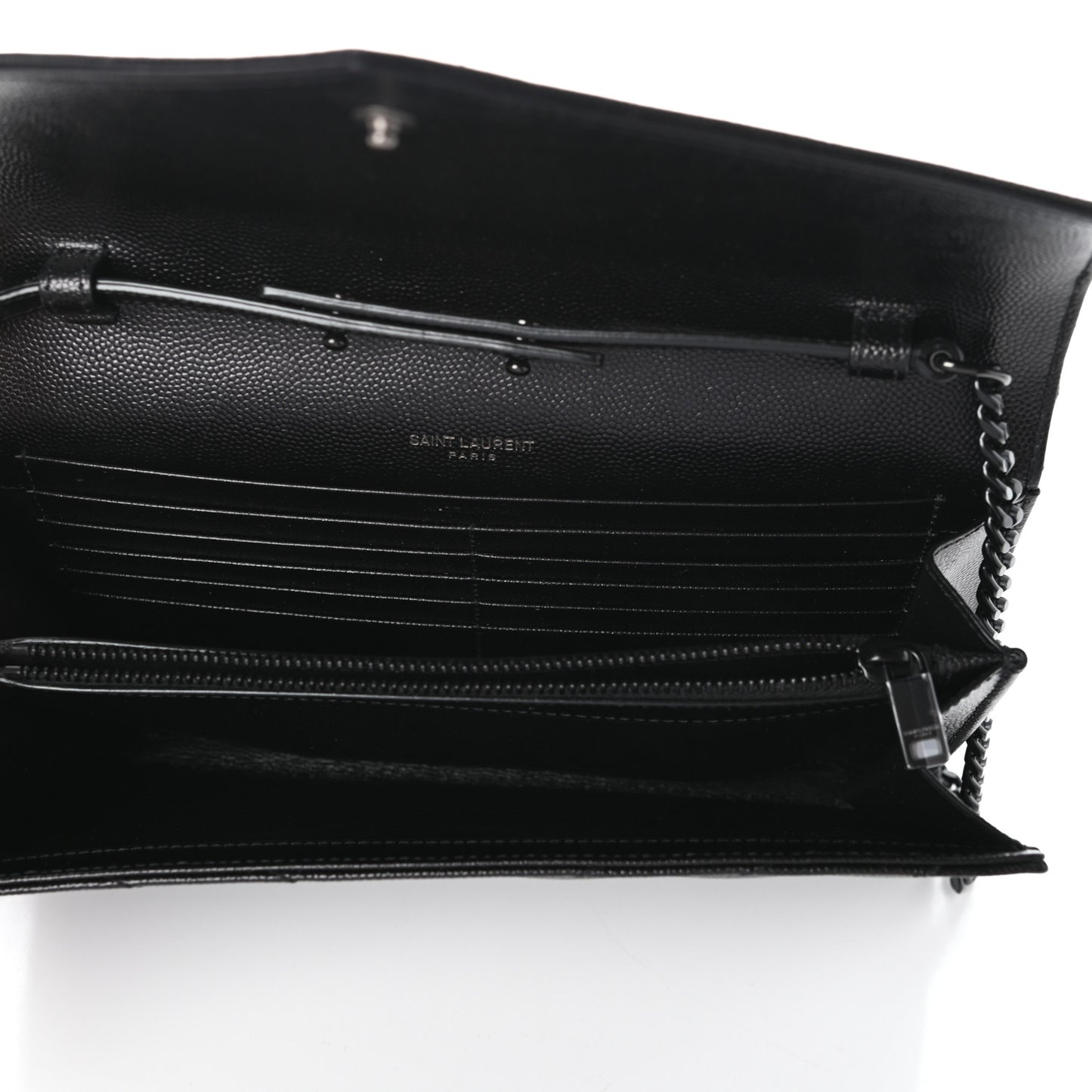 Grain De Poudre Matelasse Chevron Monogram Chain Wallet Black