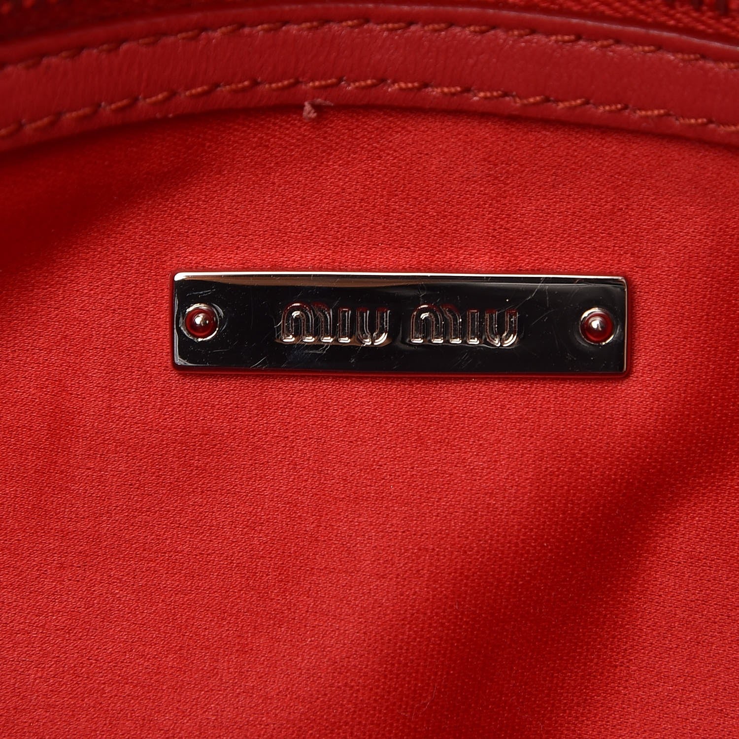 Miu Miu Nappa Matelasse Crystal Pochette Clutch Rosso 7 of 9