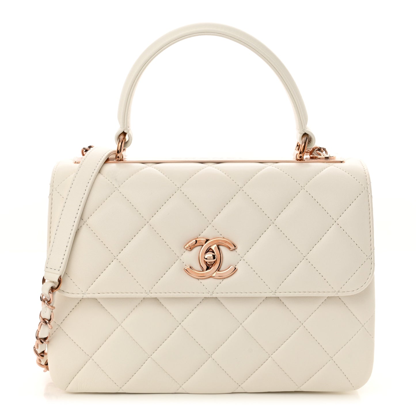 Lambskin Quilted Small Trendy CC Dual Handle Flap Bag White