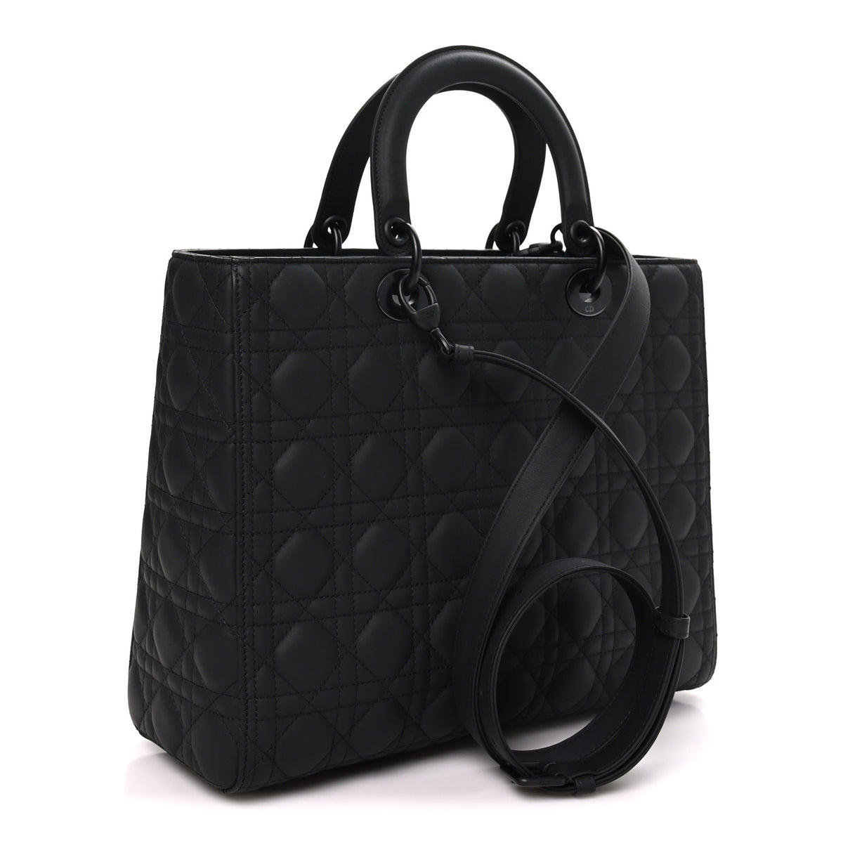 Christian Dior Ultra Matte Calfskin Cannage Large Lady Dior Black 3 of 9