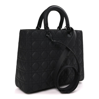Christian Dior Ultra Matte Calfskin Cannage Large Lady Dior Black 3 of 9
