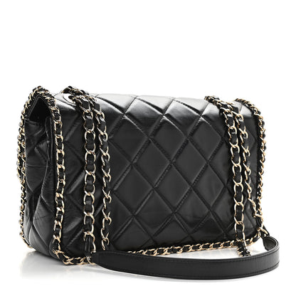 Chanel Crumpled Calfskin Medium Chain All Over Flap Black 2 of 14