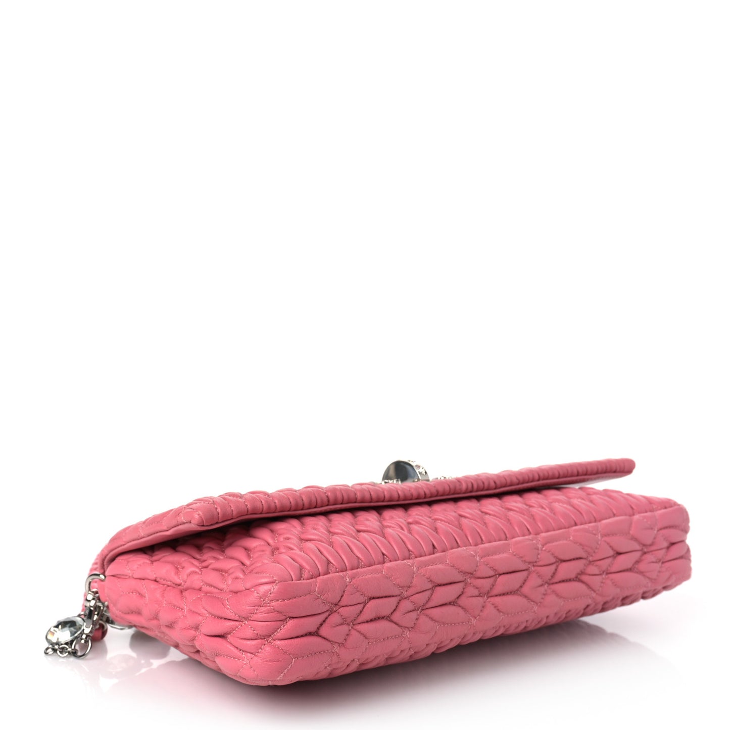 Nappa Matelasse Crystal Flap Clutch Geranio