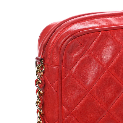 Chanel Lambskin Quilted Flap Tassel Camera Case Red 13 of 15