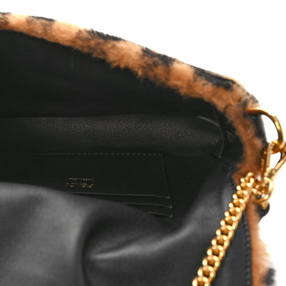 Fendi Shearling Vitello Dolce Macro FF 1974 Mini Baguette Tobacco Black 5 of 8