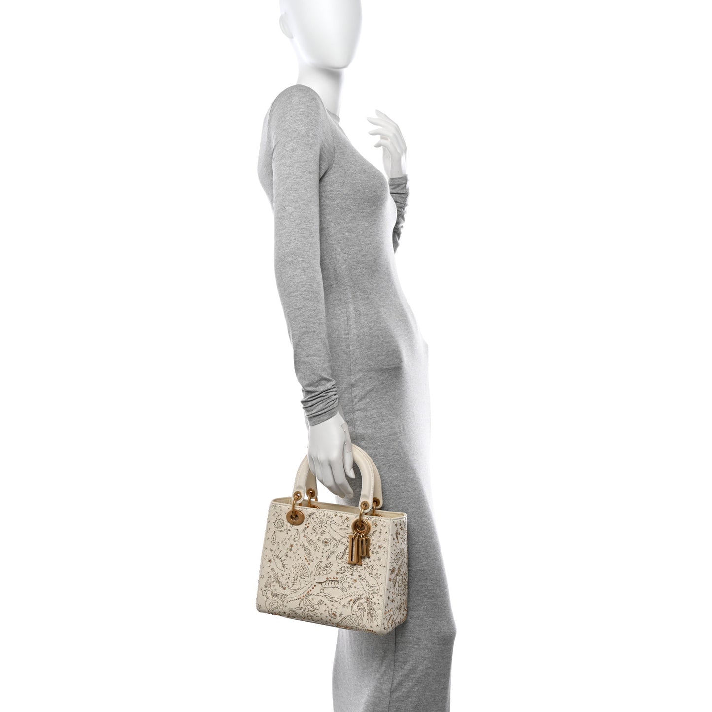 Embroidered Medium Lady Dior White Multicolor