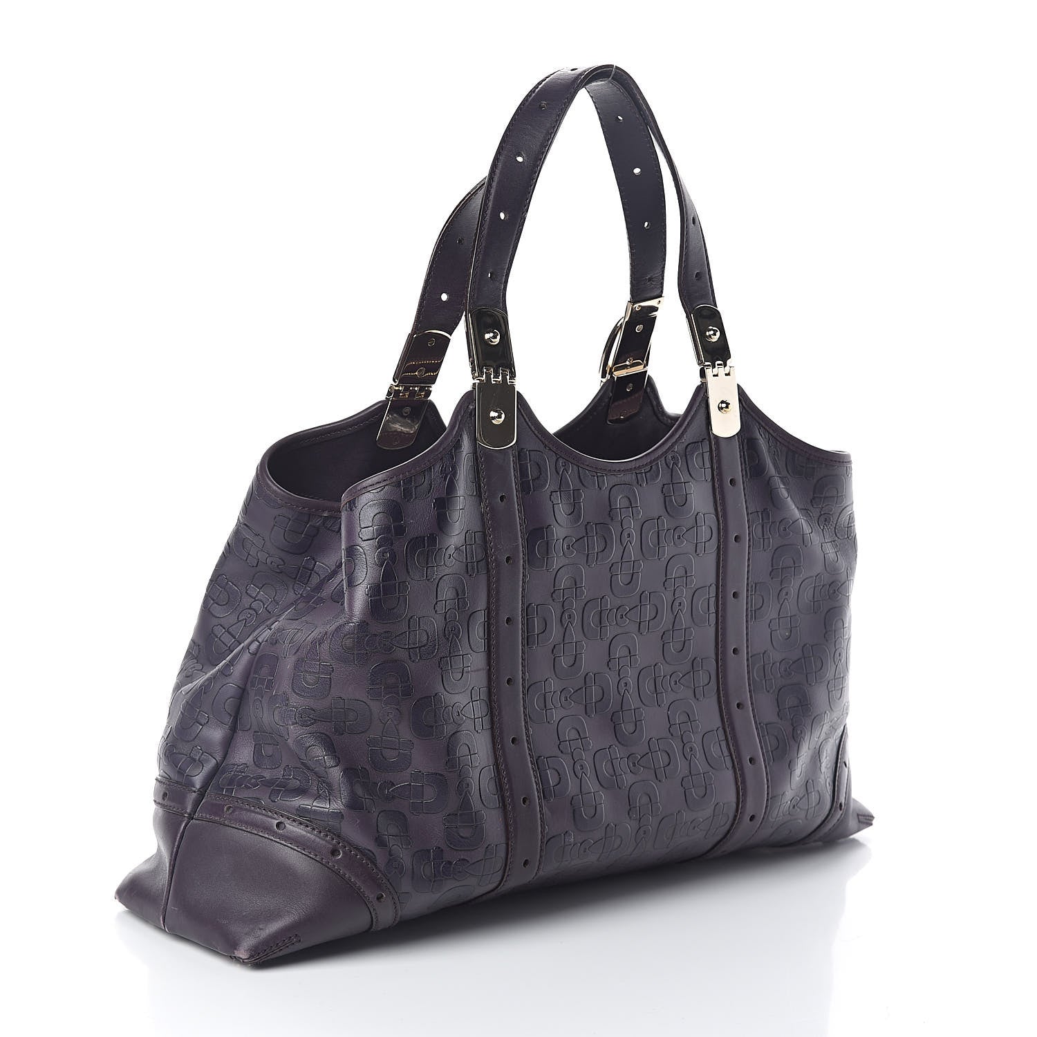 Gucci Calfskin Horsebit Embossed Large Glam Shoulder Bag Purple 3 of 10