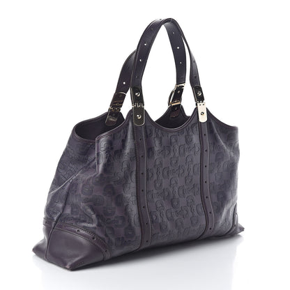 Gucci Calfskin Horsebit Embossed Large Glam Shoulder Bag Purple 3 of 10