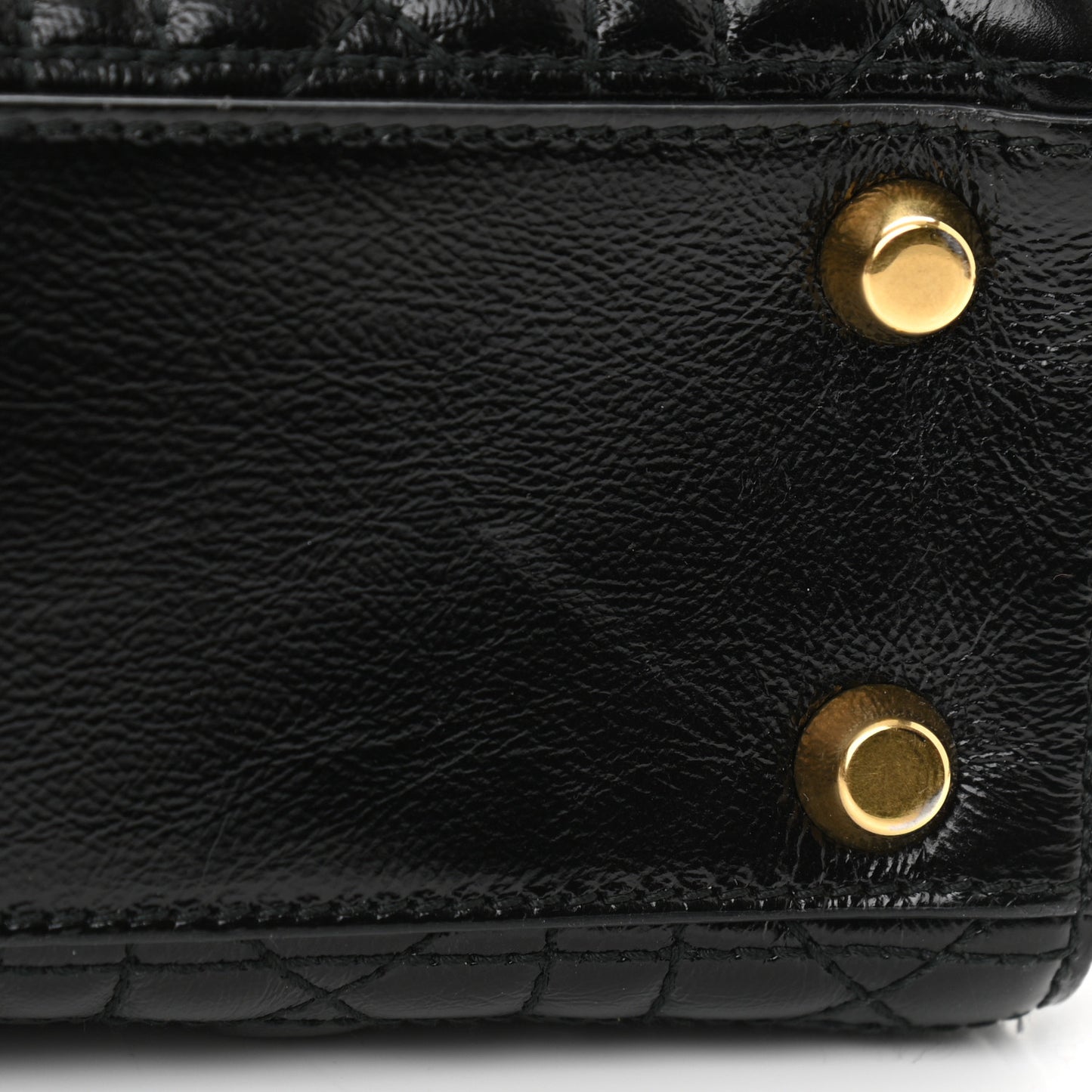 Crinkled Patent Cannage Small Lucky Badges My Lady Dior Black