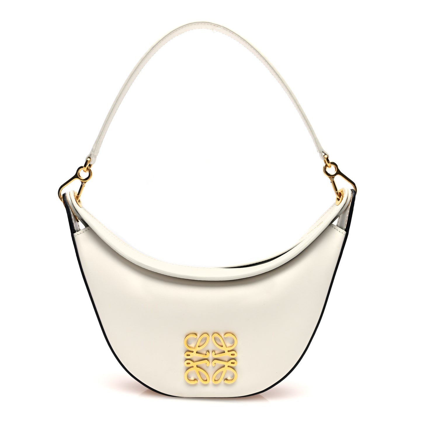 Satin Calfskin Small Anagram Luna Bag White