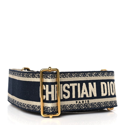 Christian Dior Canvas Embroidered Shoulder Strap Blue 2 of 3