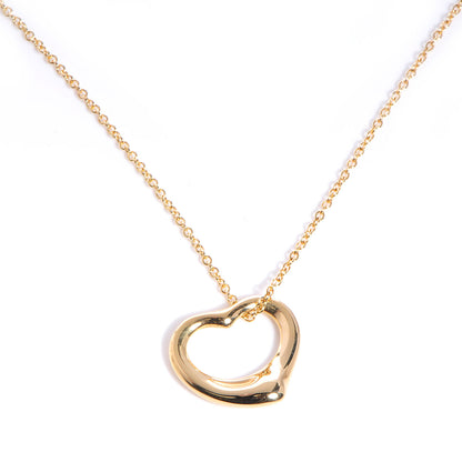 Tiffany Elsa Peretti Small 18K Yellow Gold Open Heart Pendant Necklace 1 of 7