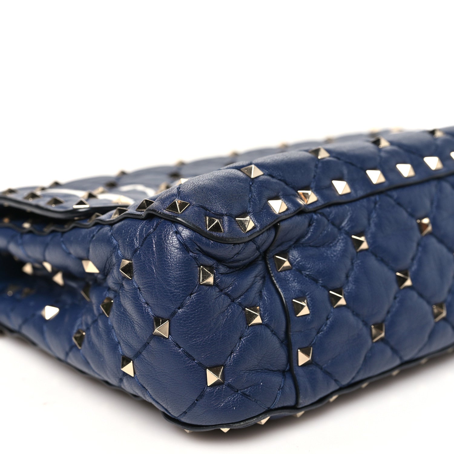 Valentino Garavani Nappa VLTN Print Medium Rockstud Spike Shoulder Bag Pure Blue White 8 of 11