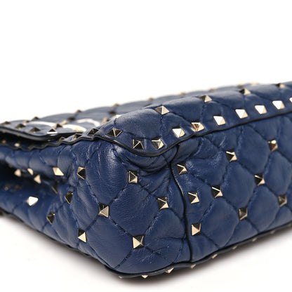 Valentino Garavani Nappa VLTN Print Medium Rockstud Spike Shoulder Bag Pure Blue White 8 of 11