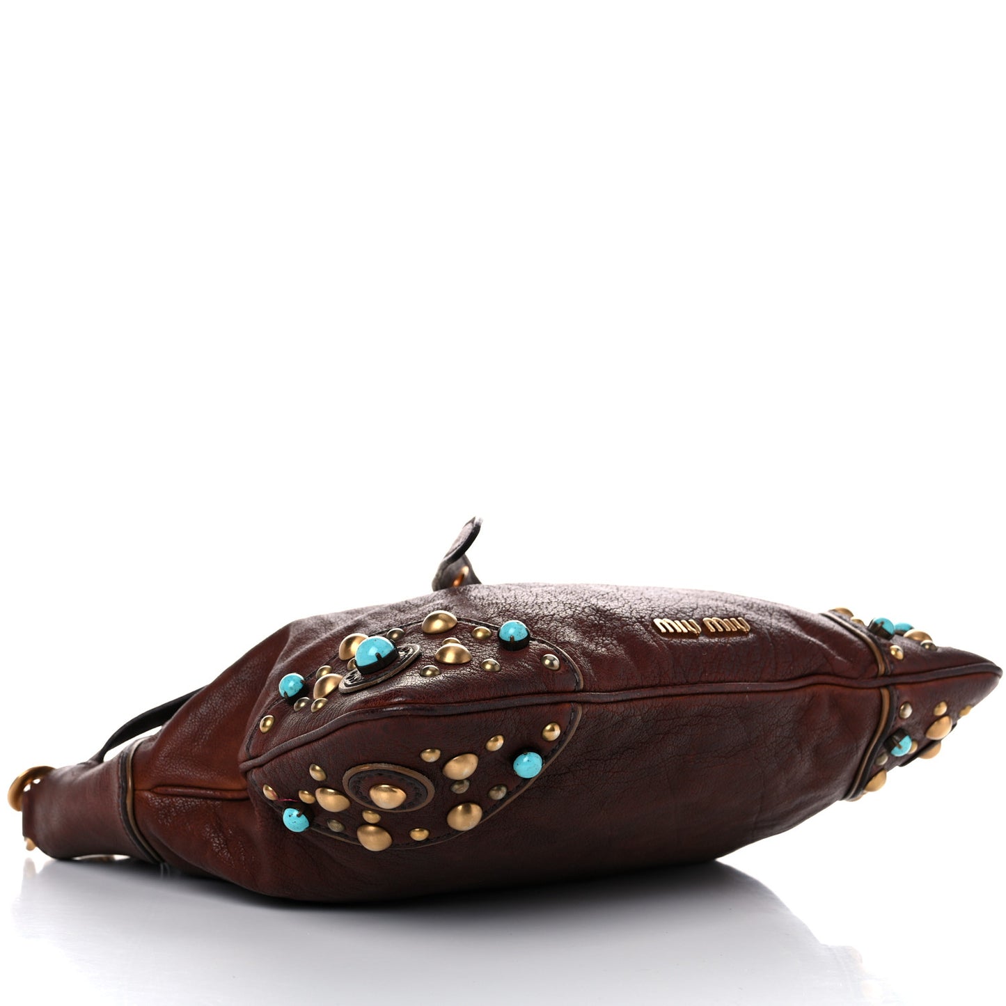 Buffalo Leather Studded Hobo Brown
