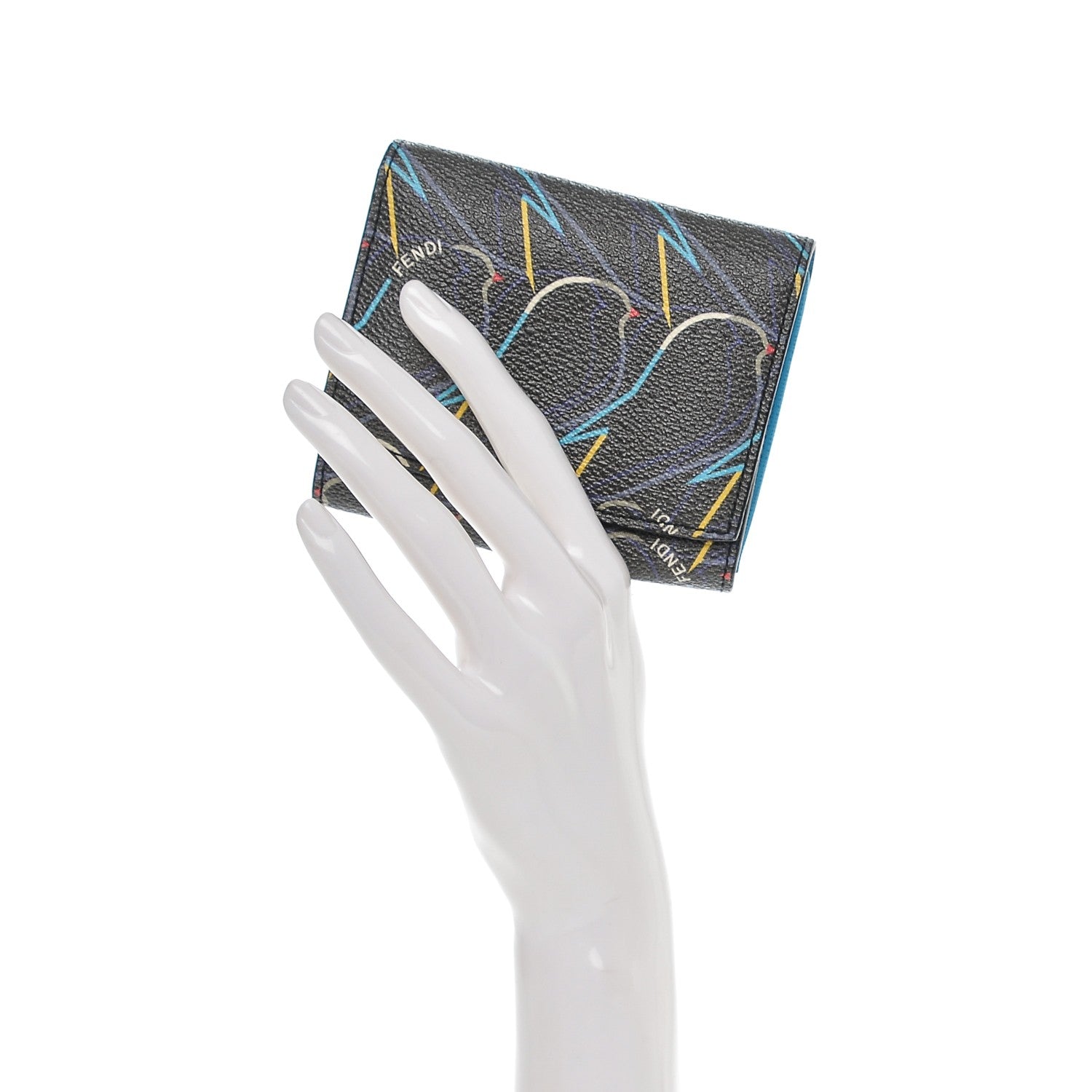 Fendi Vitello Elite QuTweet Compact Wallet Asfalto Multicolor 2 of 6