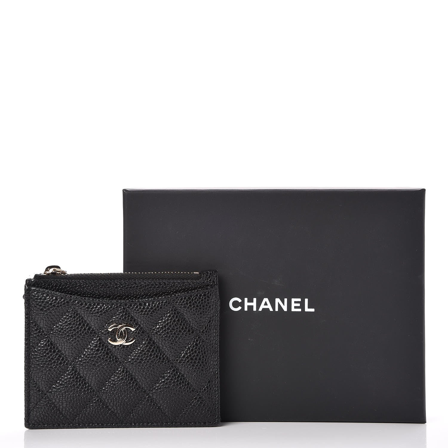 Chanel Caviar Quilted CC Zip Card Holder Black 8 of 8