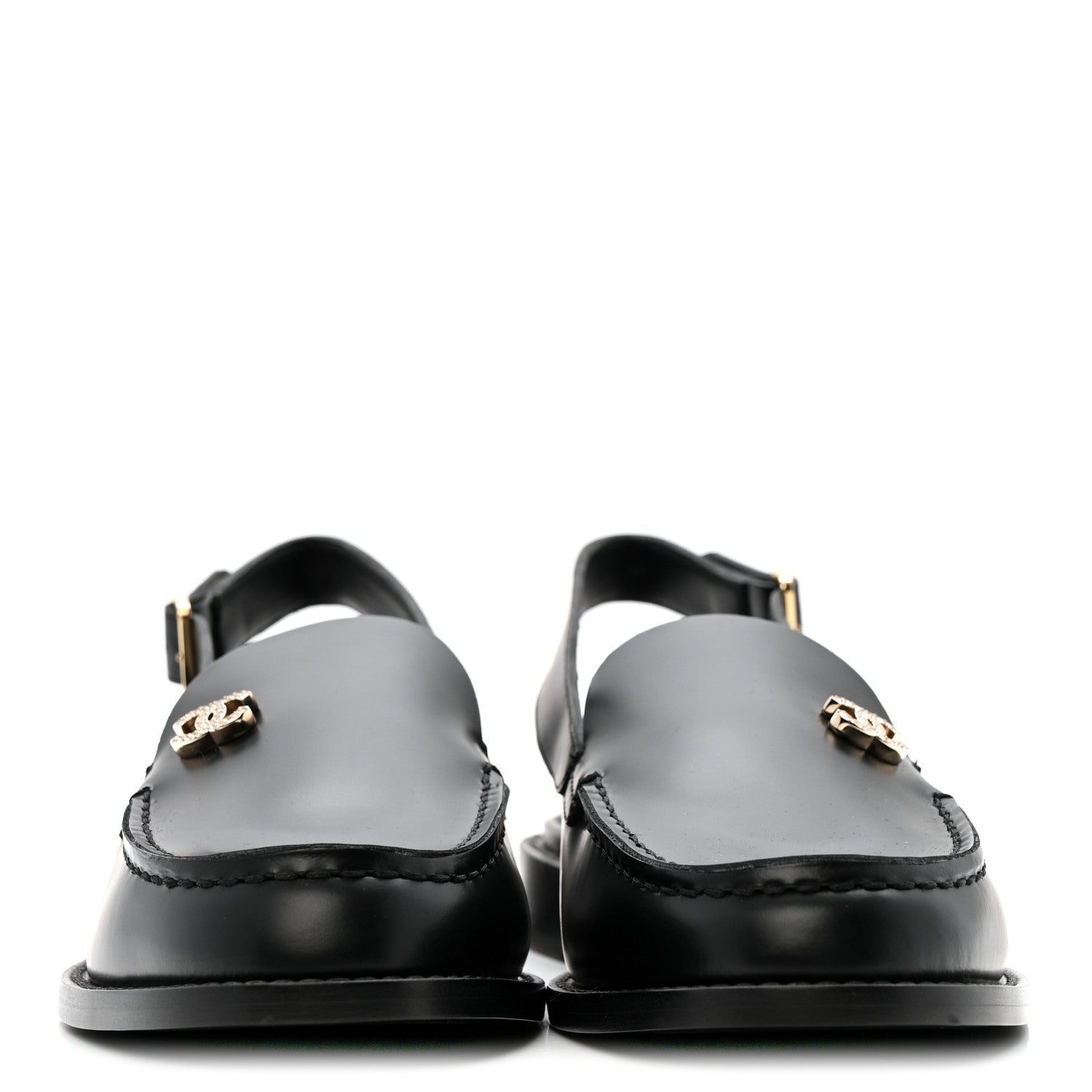 Chanel Calfskin Crystal CC Slingback Flats 39 Black 3 of 11