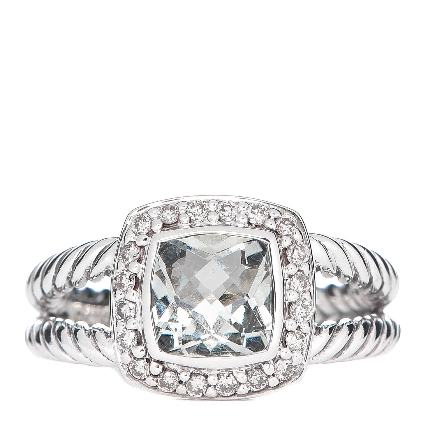 Sterling Silver Diamond Prasiolite 7mm Petite Albion Ring 52 6