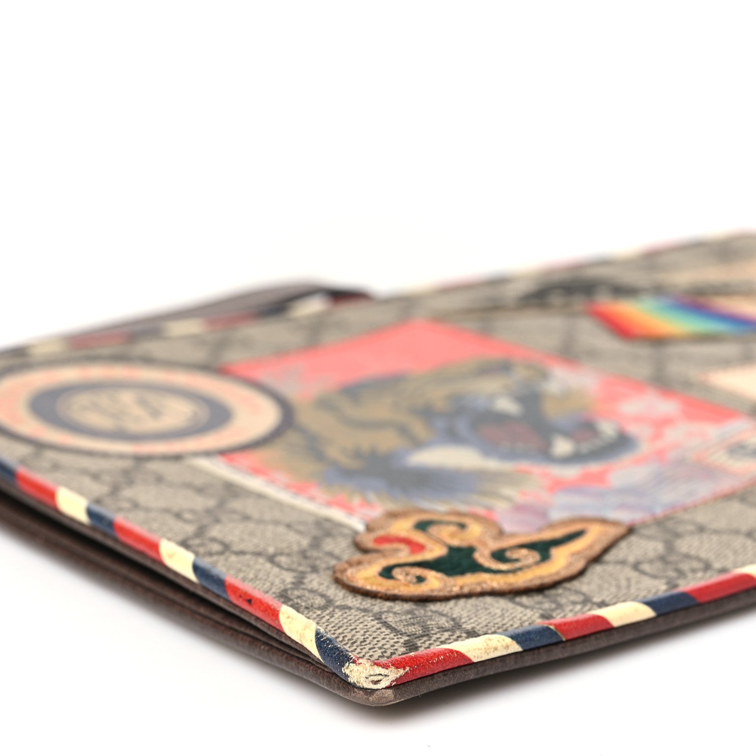 Gucci GG Supreme Monogram Courrier Embroidered UFO Pouch Beige New