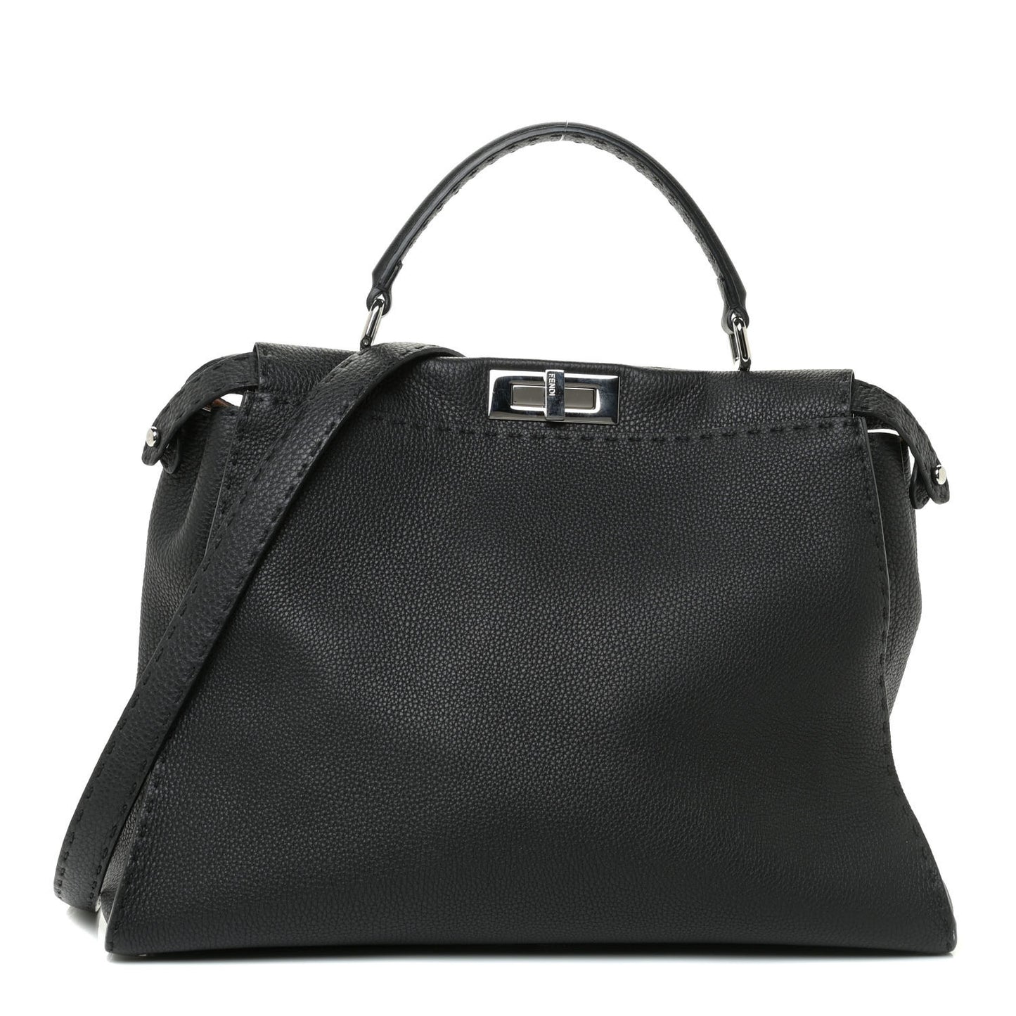 Cuoio Romano Selleria Bi-Color Large Peekaboo Iconic Satchel Black Mou