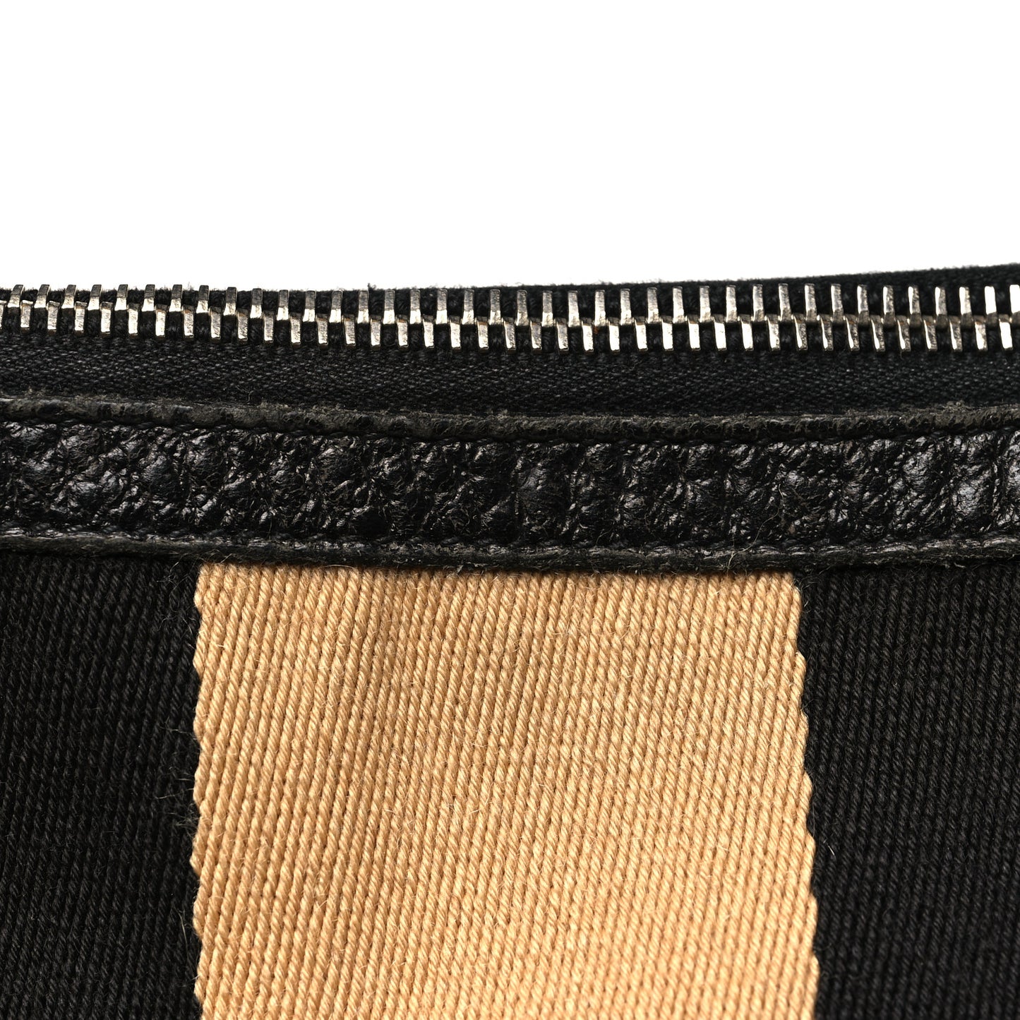 Pebbled Calfskin Web Blondie Hobo Black Beige