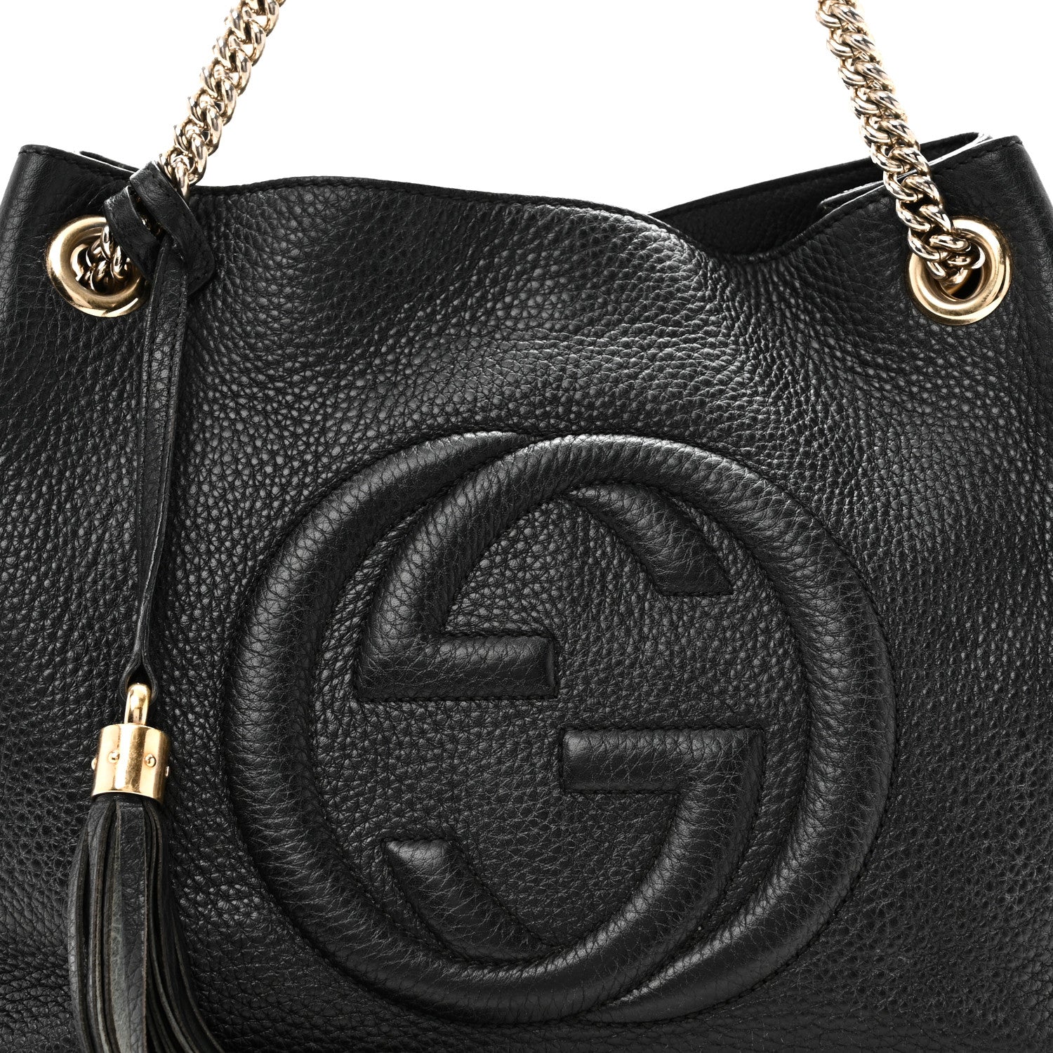 Gucci Pebbled Calfskin Medium Soho Chain Shoulder Bag Black 8 of 10