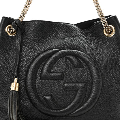 Gucci Pebbled Calfskin Medium Soho Chain Shoulder Bag Black 8 of 10