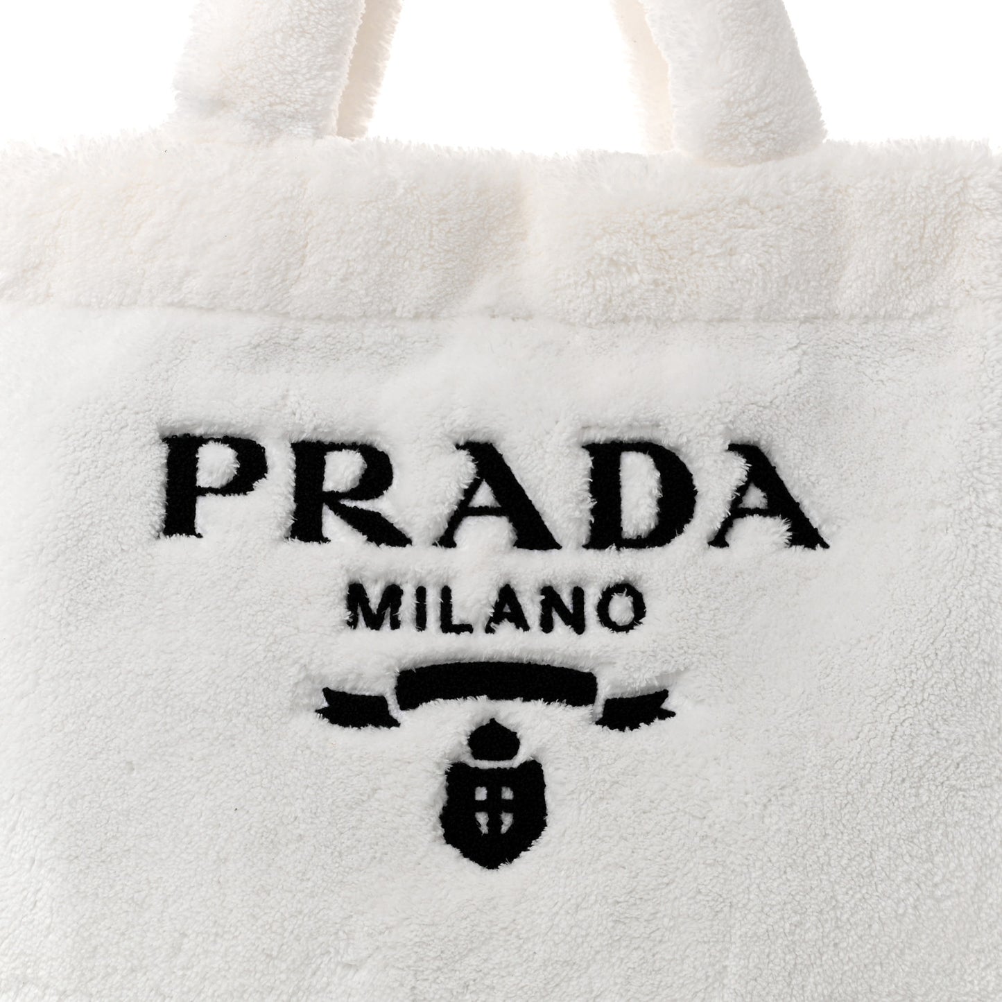 Terry Cloth Tote Bag White Black