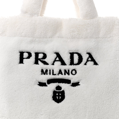 Prada Terry Cloth Tote Bag White Black 8 of 10