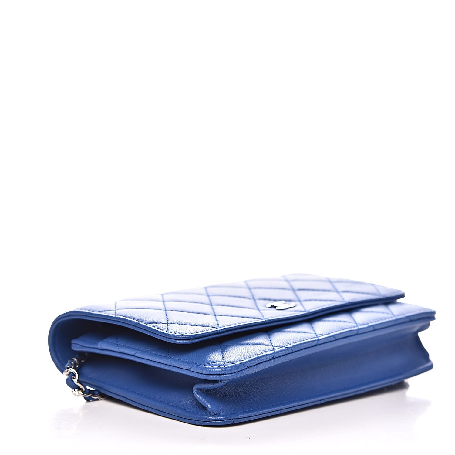Chanel Lambskin Quilted Wallet On Chain WOC Bright Blue 4 of 12