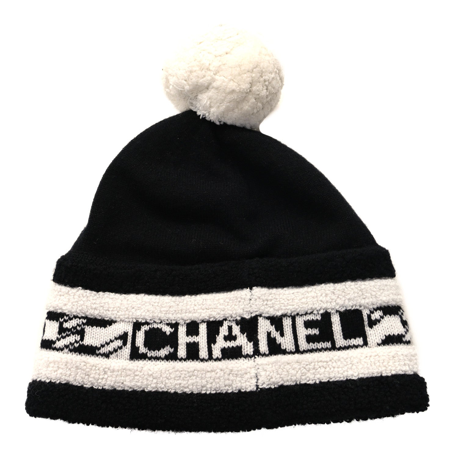 Chanel Cashmere CC Beanie Hat Ecru Black 3 of 5