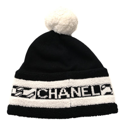 Chanel Cashmere CC Beanie Hat Ecru Black 3 of 5