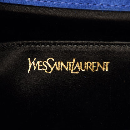 Saint Laurent Patent Calfskin Monogram Large Belle De Jour Clutch Royal Blue 8 of 8