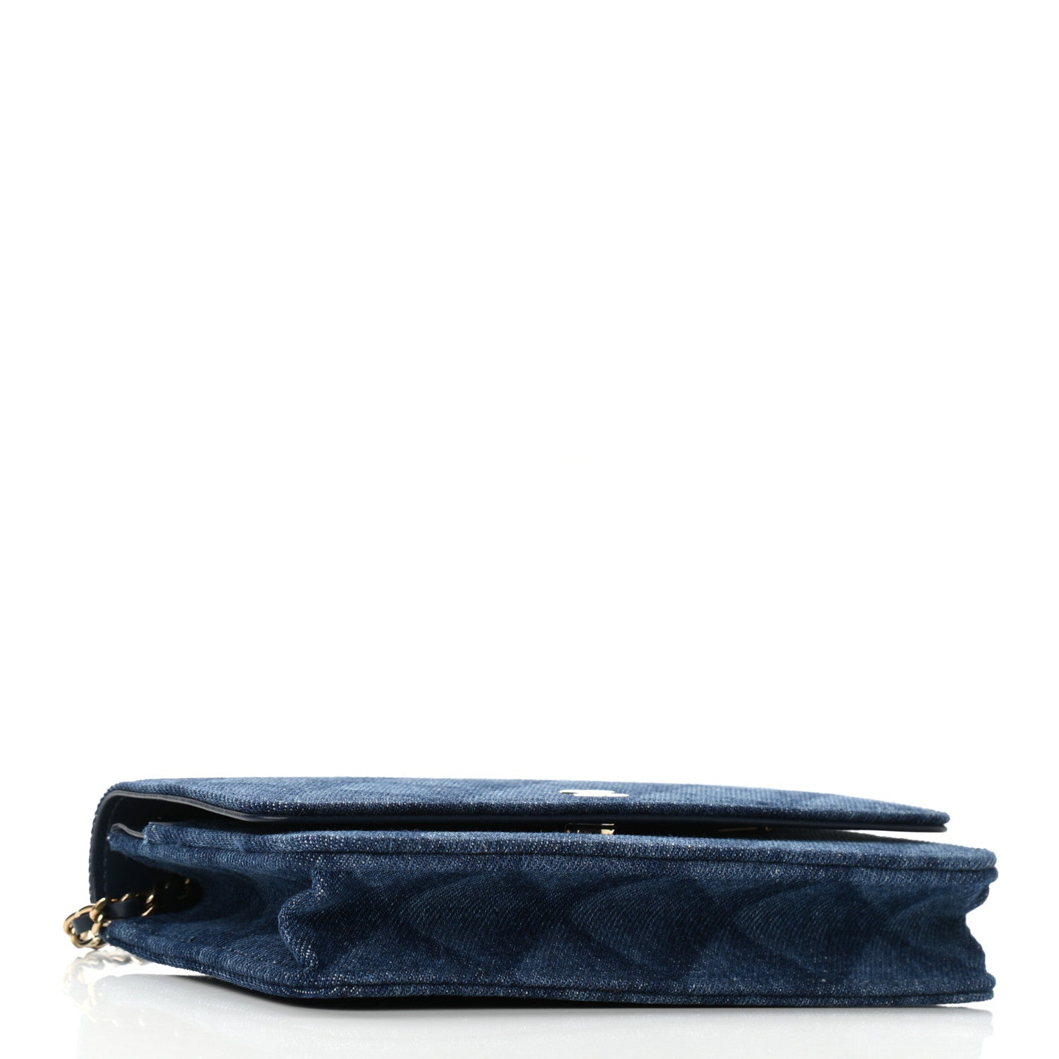 Chanel Denim Printed Wallet On Chain WOC Dark Blue 3 of 11