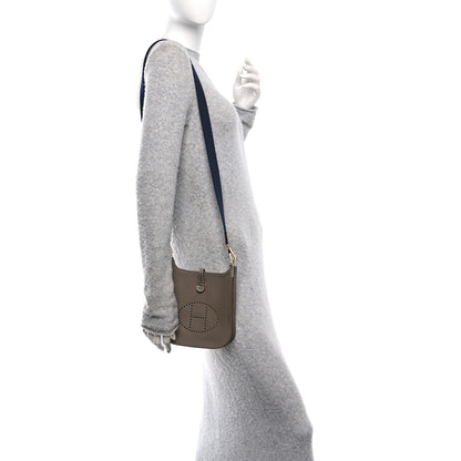 Hermes Taurillon Clemence Amazone Evelyne TPM Etoupe Bleu Indigo 2 of 10
