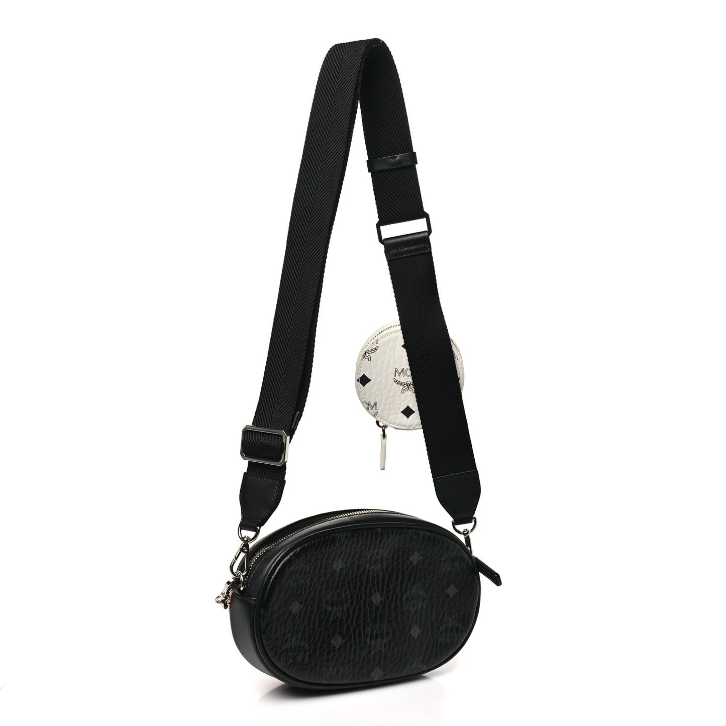 Visetos Small Aren Multifunction Crossbody Pouch Black White Cognac