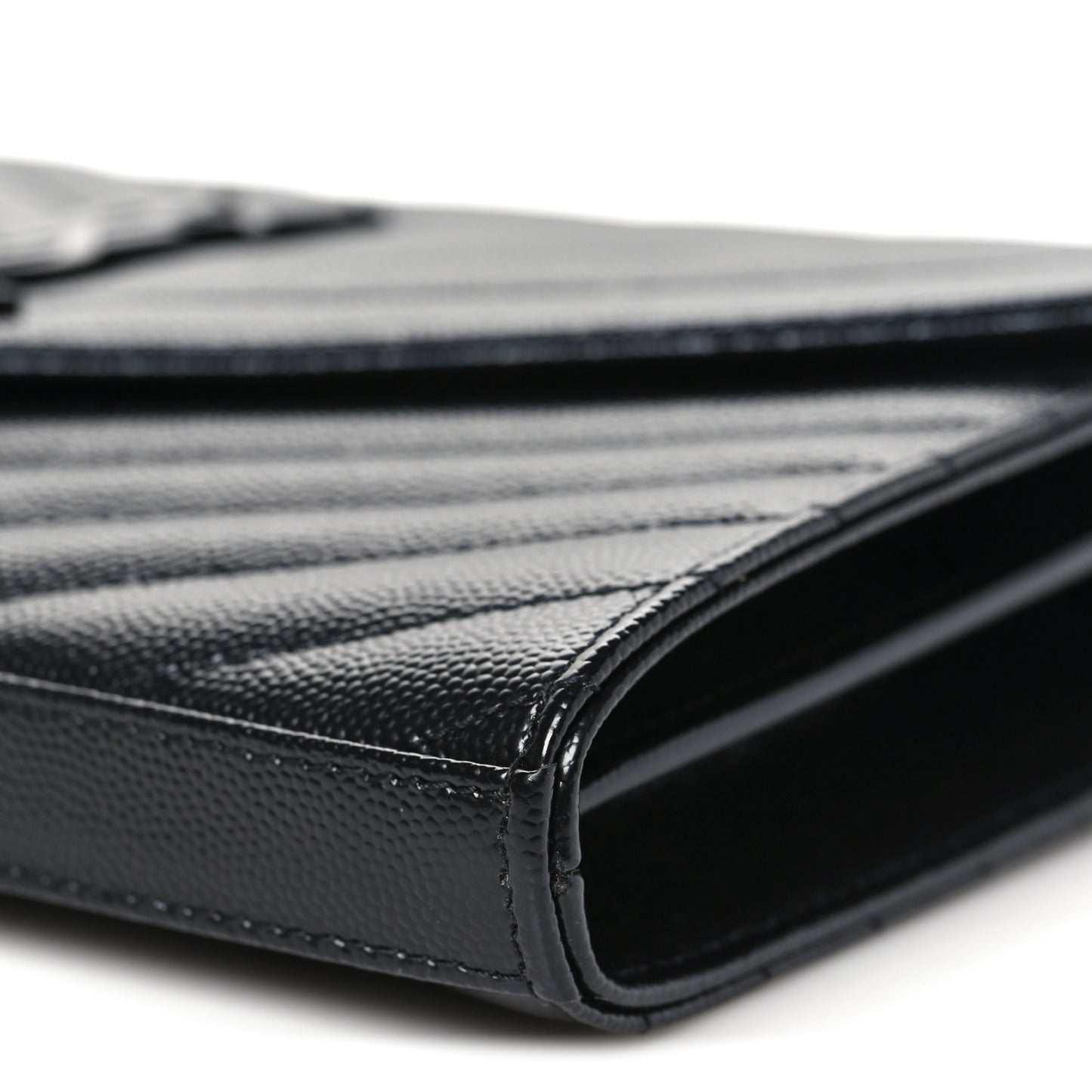 Grain De Poudre Matelasse Chevron Monogram Monochrome Chain Wallet Black