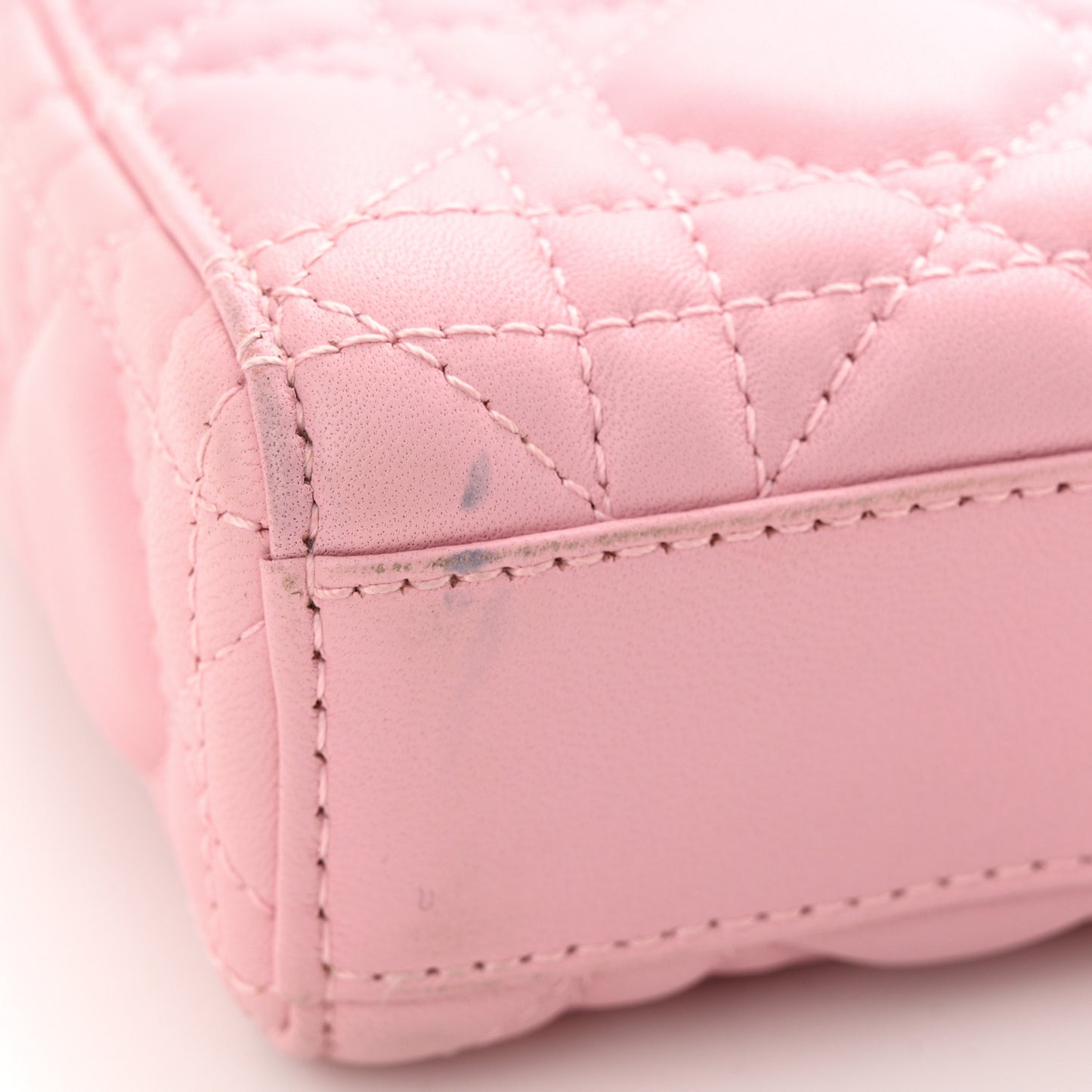 Lambskin Cannage Crystal Medium Lady D-Joy Light Pink