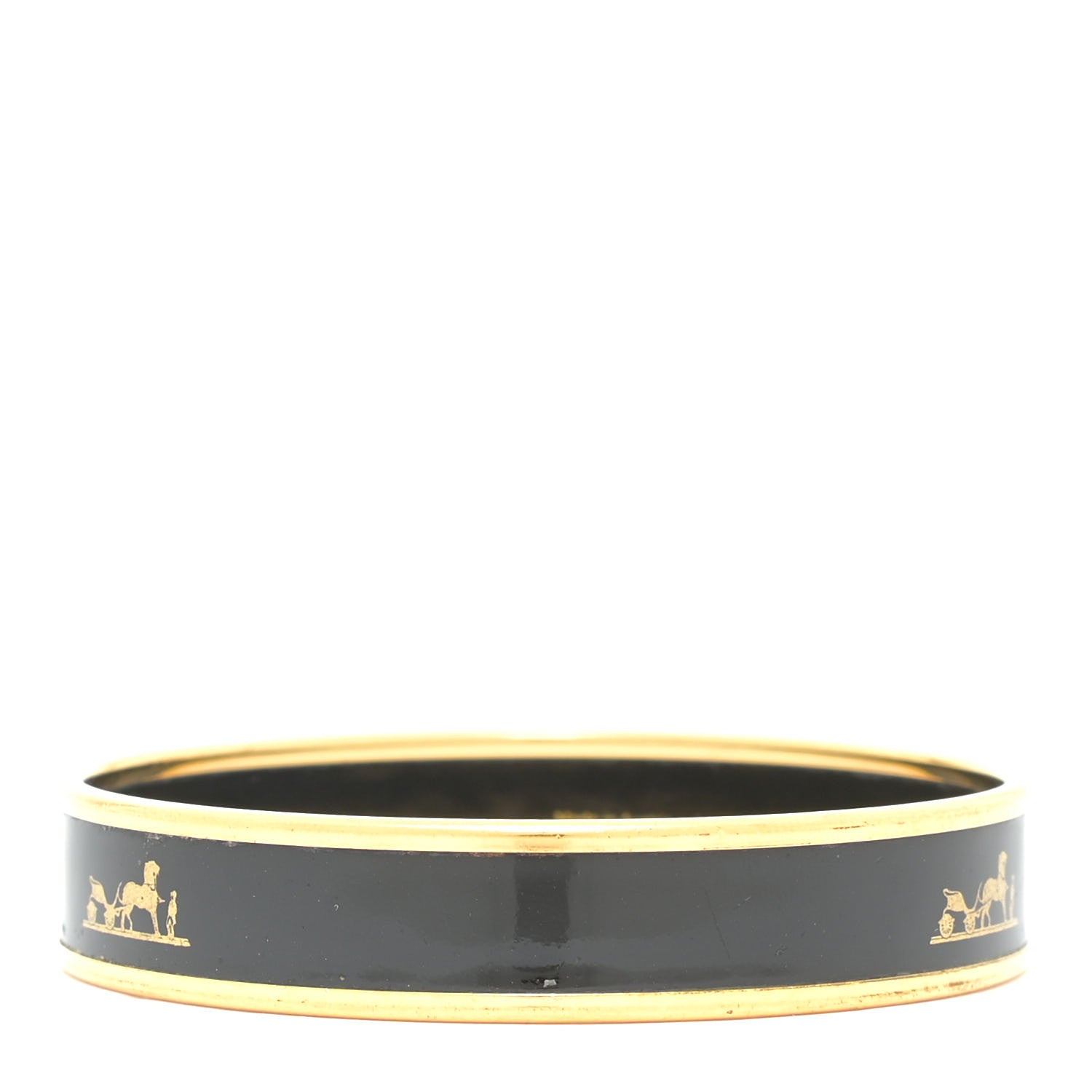 Hermes Enamel Printed Narrow Caleche Bracelet 65 Black 3 of 7