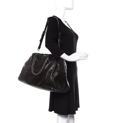 Prada Cervo Lux Chain Dome Satchel Black 3 of 10