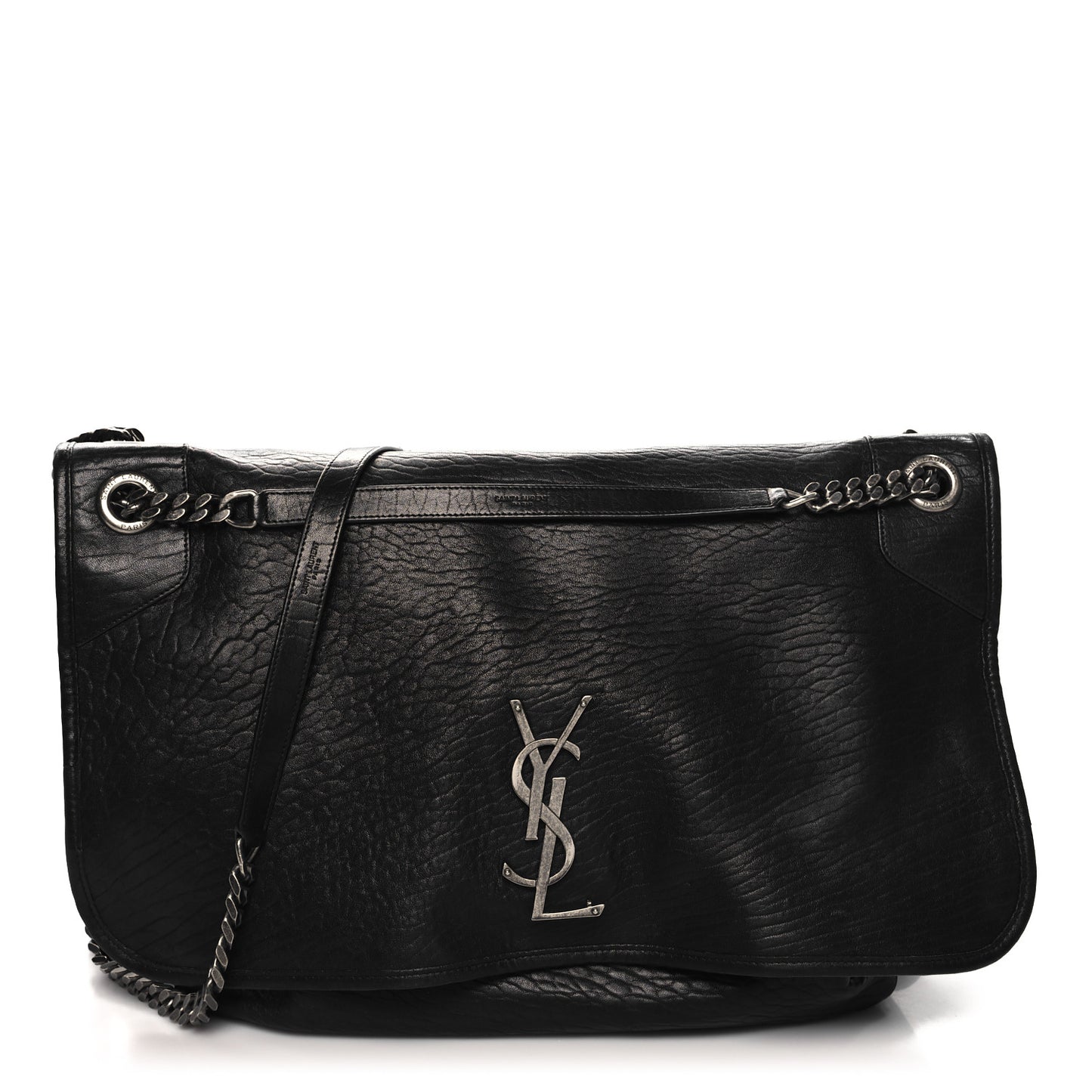 Grained Lambskin Monogram Oversized Niki Chain Satchel Black