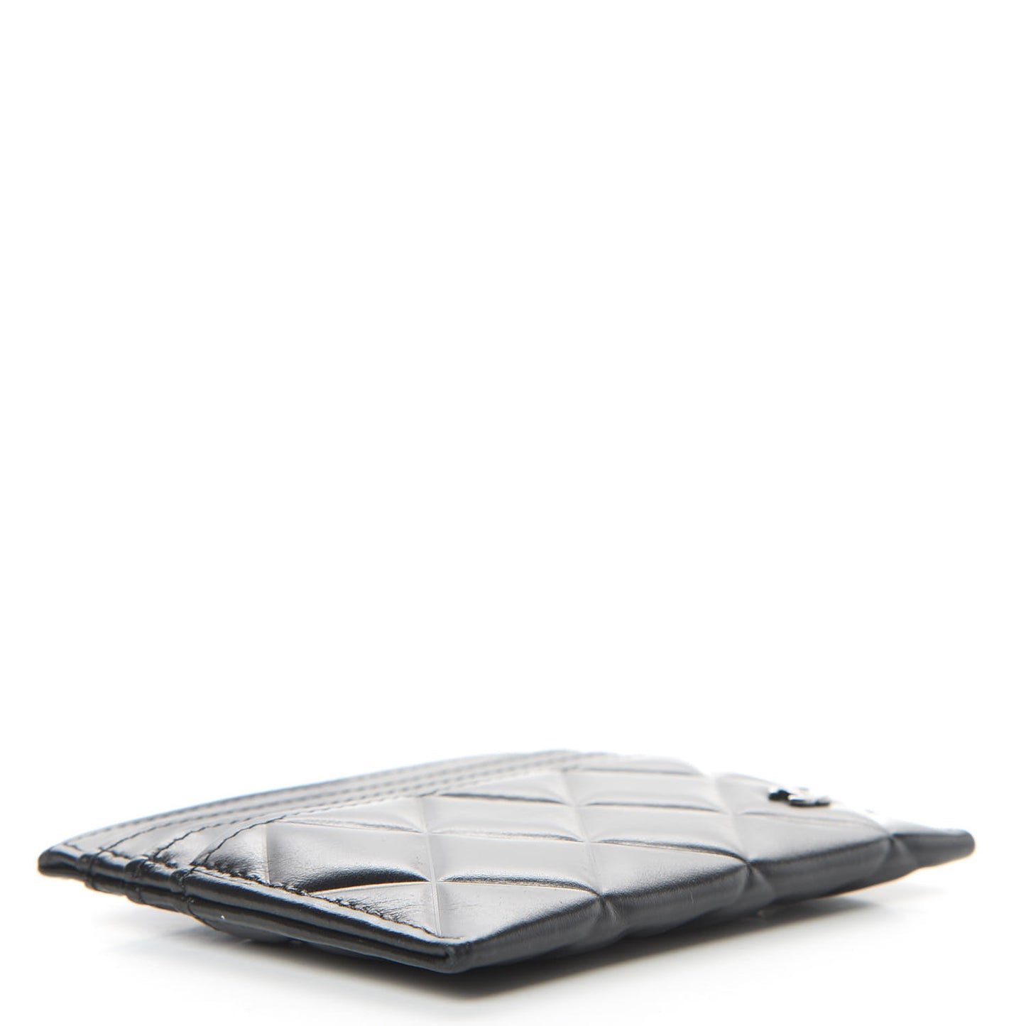 Lambskin Quilted Card Holder Black