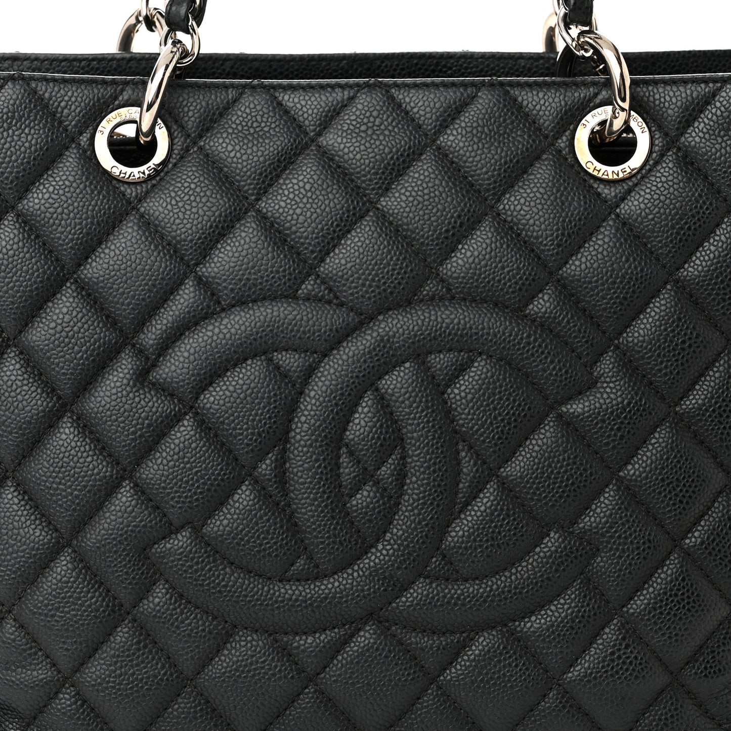 Caviar Quilted Grand Shopping Tote GST Black