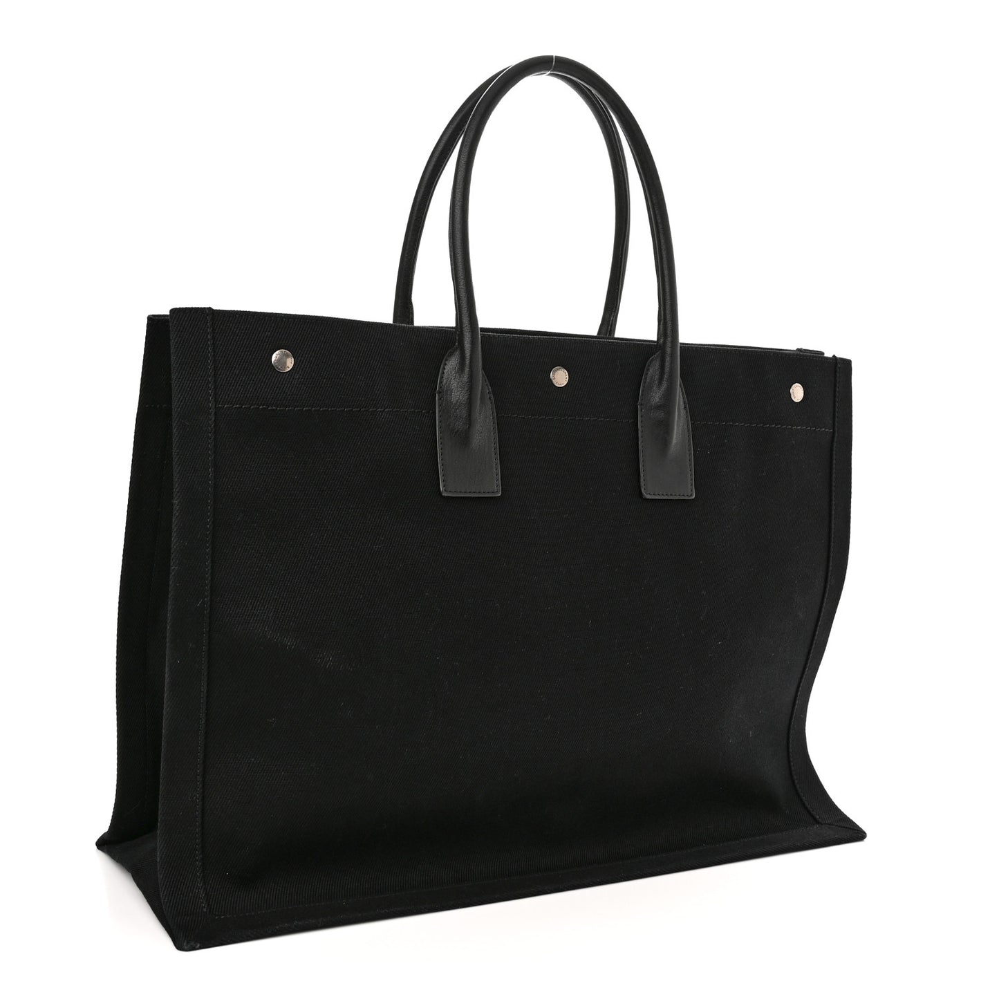 Linen Calfskin Rive Gauche Tote Black
