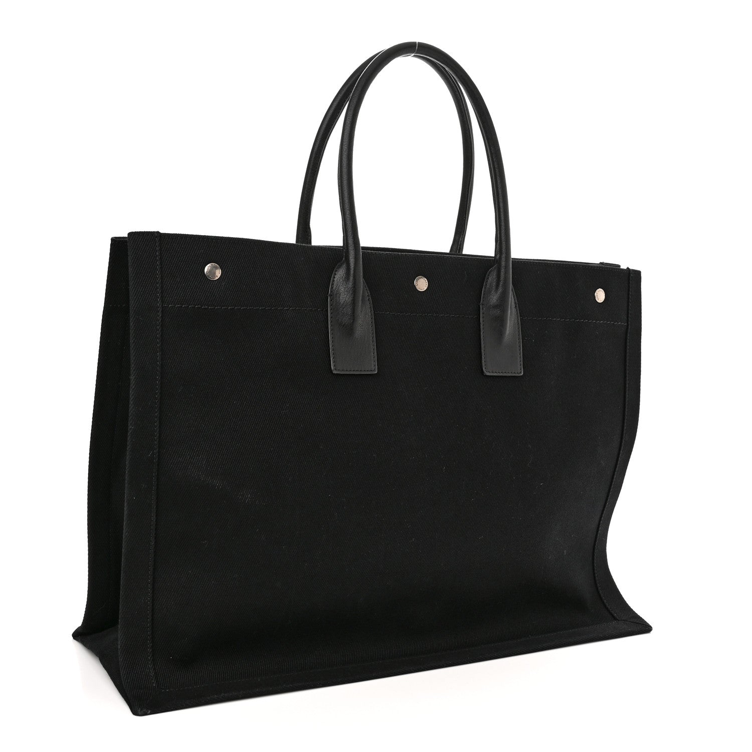 Saint Laurent Linen Calfskin Rive Gauche Tote Black 3 of 11