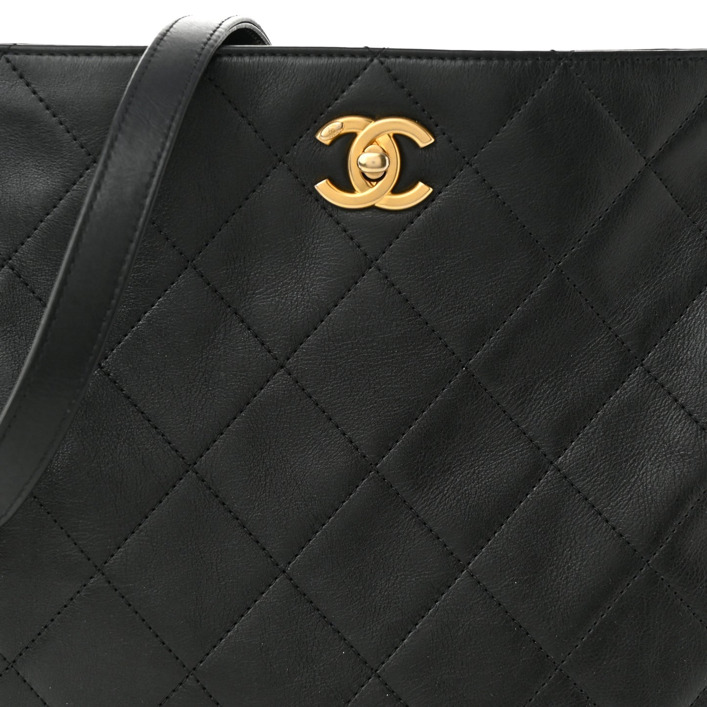 Calfskin Quilted Framing Chain Hobo Black